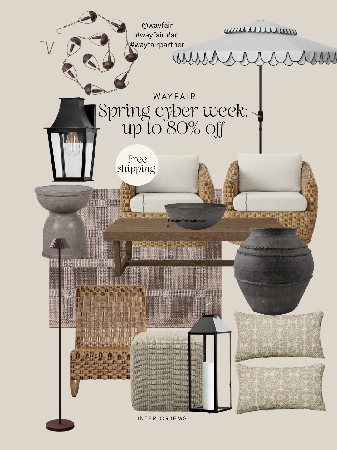 @Wayfair, Spring Cyber Week is here with up to 80% off plus free shipping sitewide, and there are so many good outdoor pieces included this year.

If you’re refreshing your patio for spring, this is one of the best times to grab those bigger pieces along with all the styling details that make a space feel finished. I pulled together some of my favorite finds including neutral wicker seating, outdoor lighting, layering rugs, lanterns, and beautiful accessories that instantly make a patio feel styled.

Everything here is very neutral and versatile so it works with so many outdoor spaces, and many of these pieces look far more expensive than they are.


#wayfair #ad #wayfairpartner

#LTKSaleAlert #LTKHome