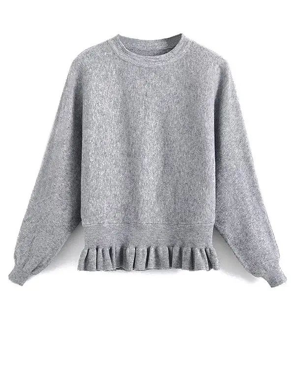 Ruffled Batwing Sleeve Sweater | Rosegal US
