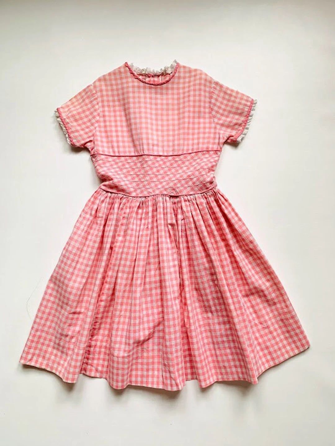 Vintage 50s Cinderella Brand Girls Pink and White Gingham Dress Size 7/8 | Etsy (US)
