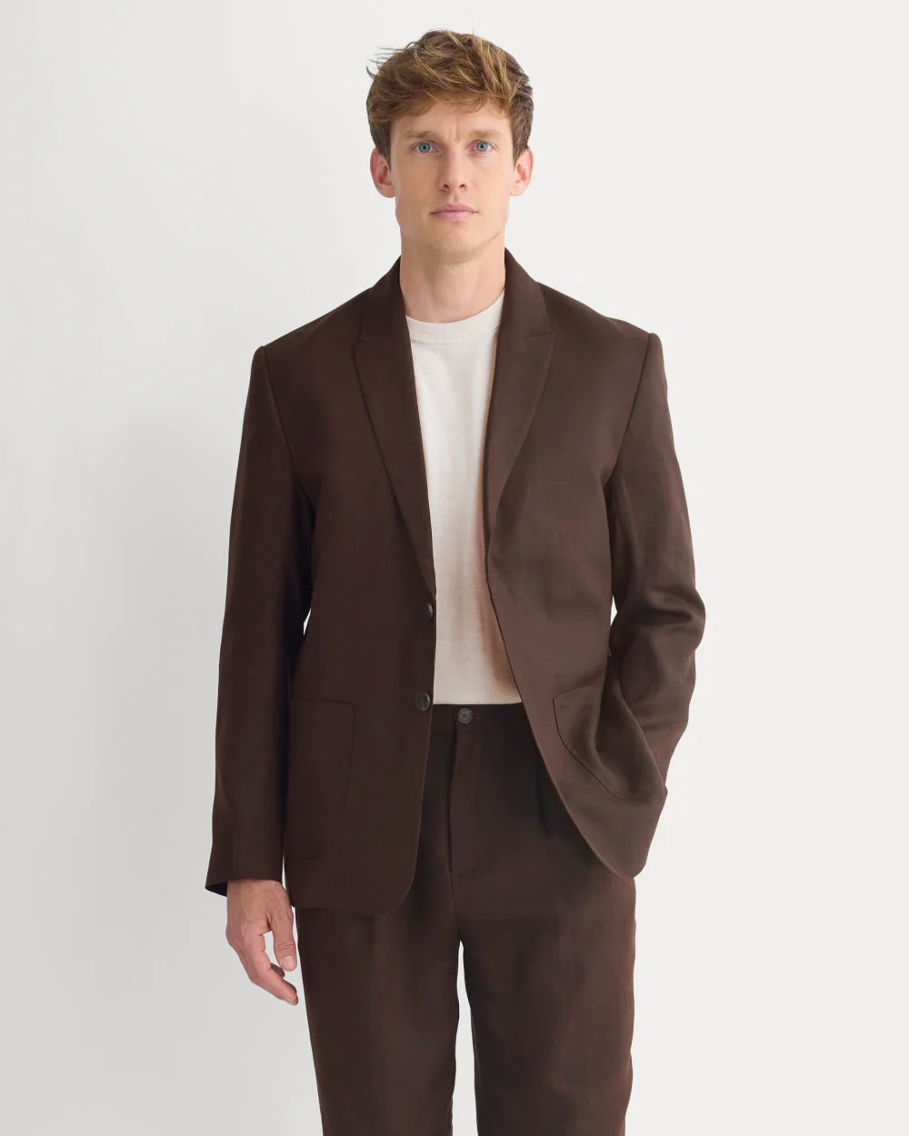 Everlane Soyeux Linen Linen Blazer In Dark Brown, Size XXL | Everlane