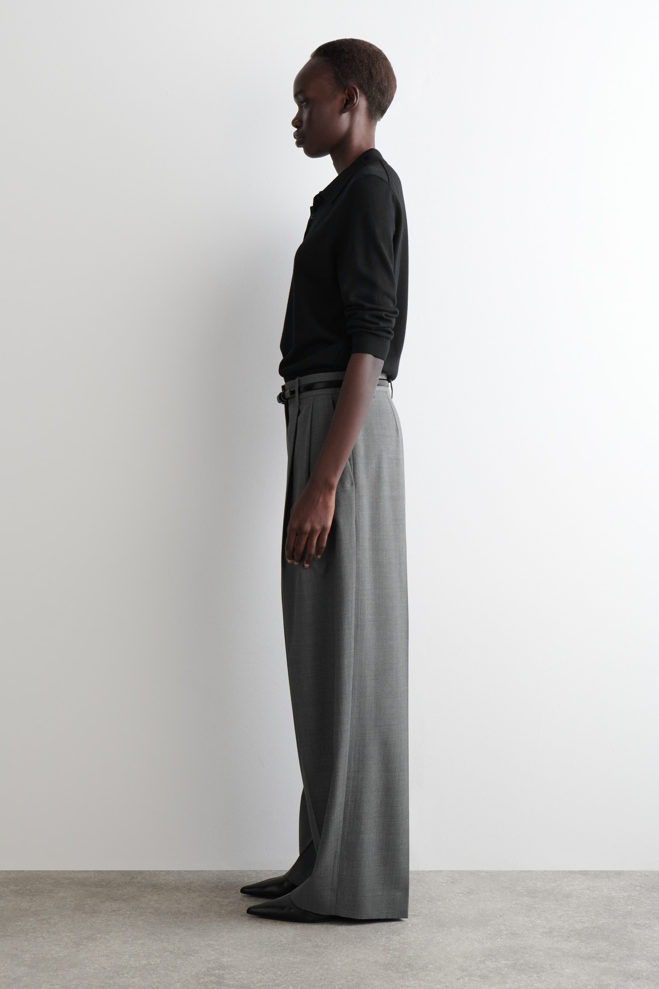 RELAXED TWILL WIDE-LEG TROUSERS - GREY | COS GB | COS UK