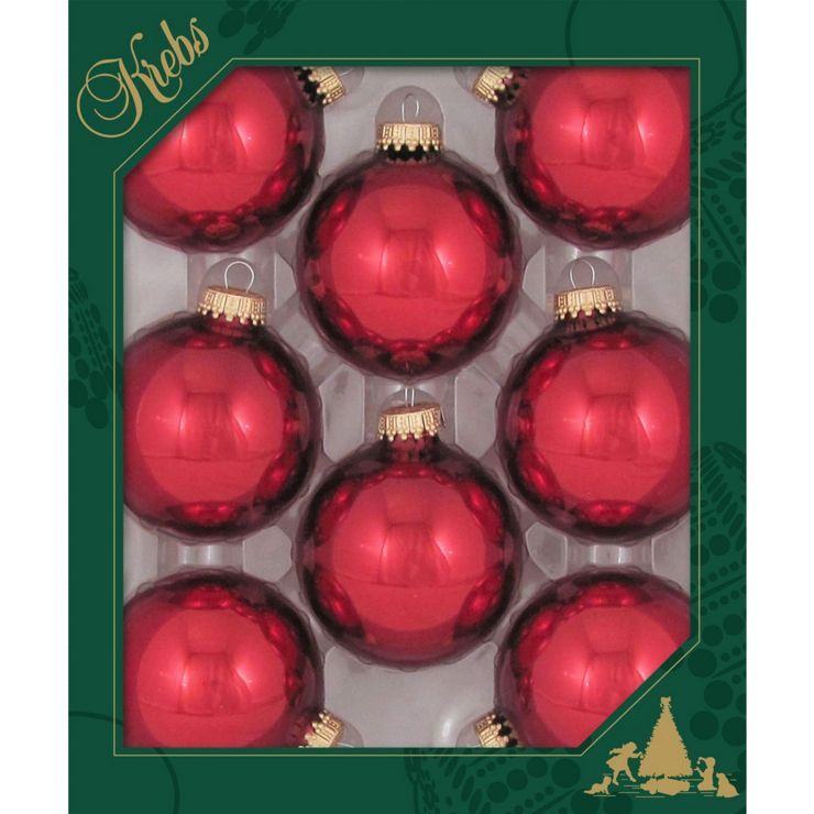 Christmas by Krebs 8ct December Red Shiny Glass Christmas Ball Ornaments 2.5" (67mm) | Target