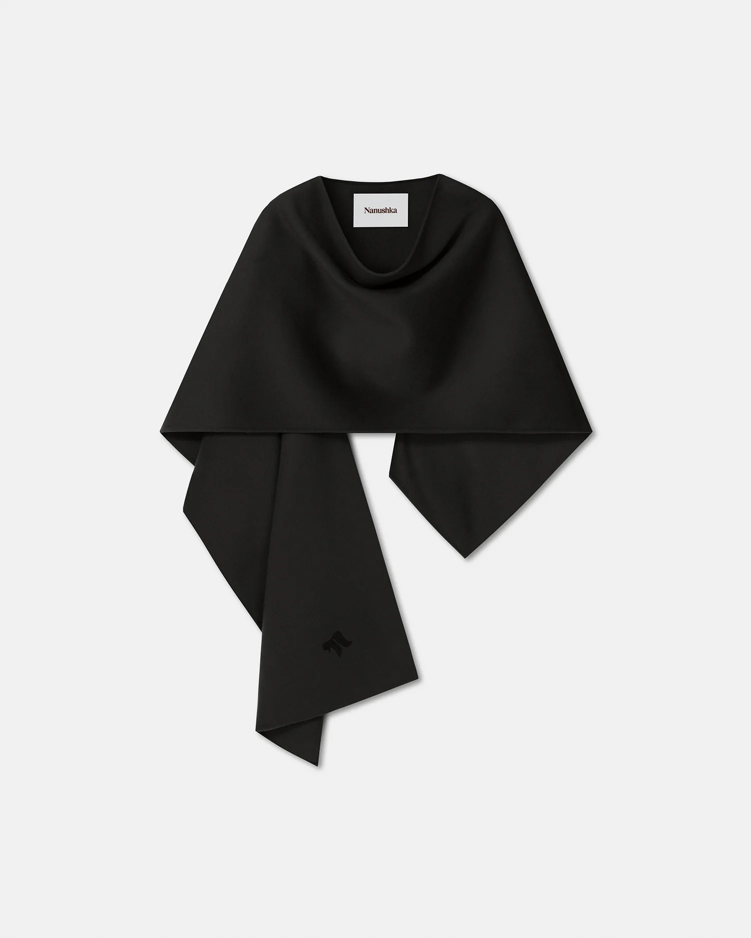 Kamin - Wool And Silk-Blend Shawl - Black | Nanushka