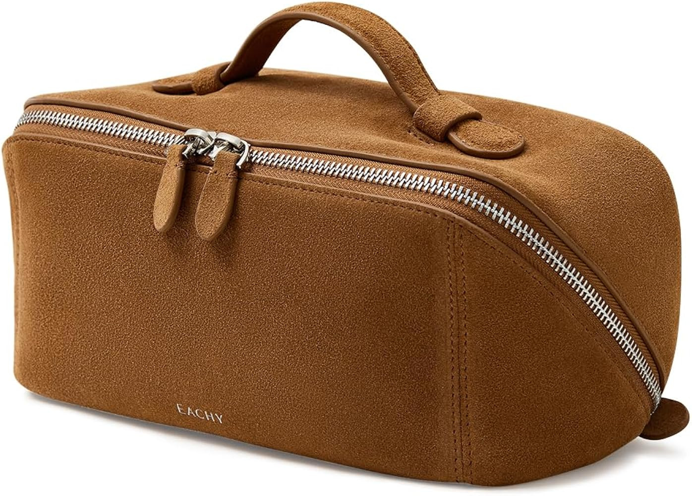 EACHY Leather Makeup Bag, Portable 180° Wide-Open Flat Cosmetic Bag for Women, Large Capacity Ma... | Amazon (US)