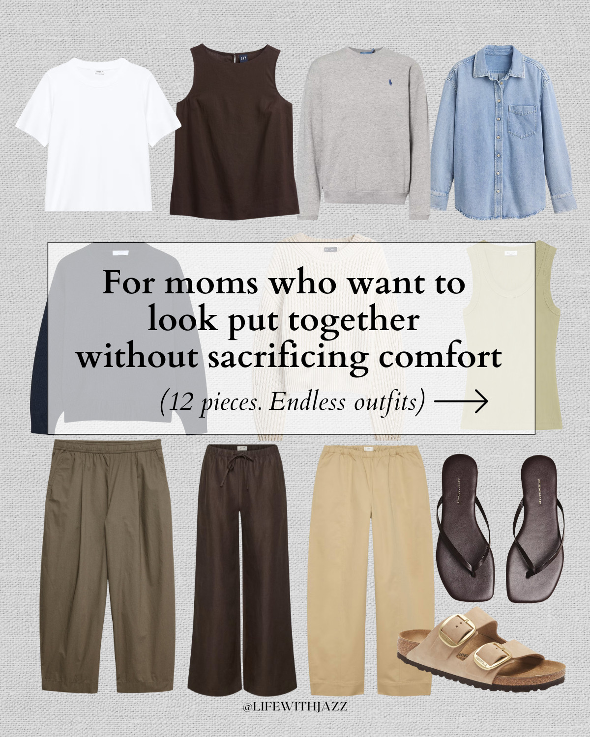 summer outfits for mom's 

mini summer capsule / minimal style / casual style / aritzia linen lodge pants / barrel pants / flip flops / birkenstocks / cashmere sweater / denim shirt / polo ralph lauren sweatshirt

#LTKootd #LTKmomlife