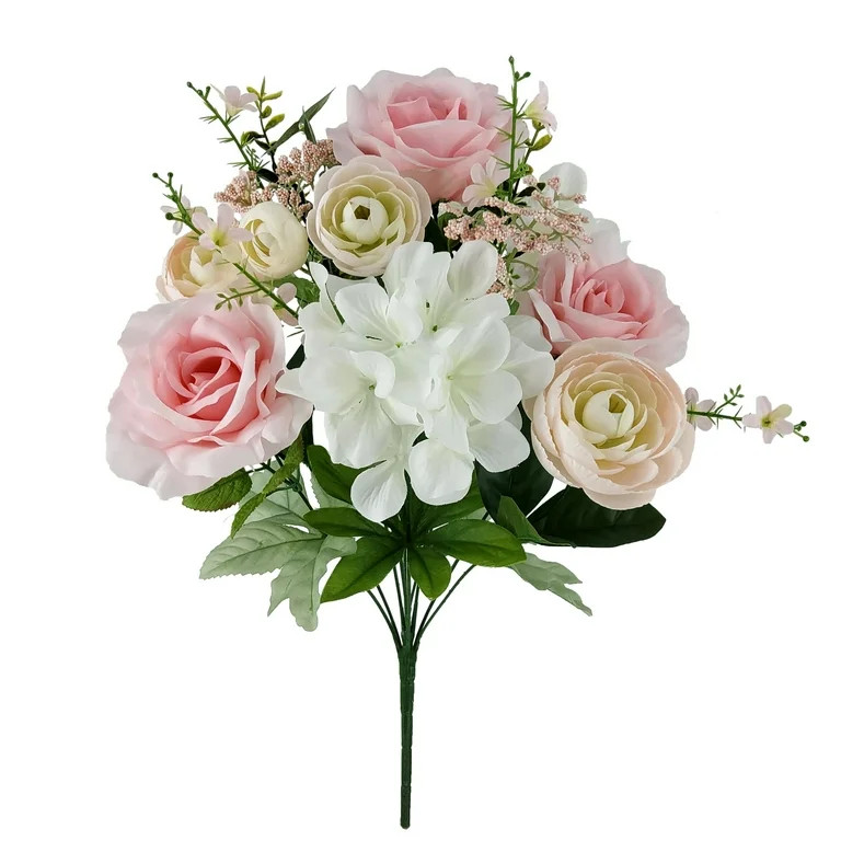 Mainstays 19.5 inch Artificial Rose Hydrangea Bouquet, Color Pink | Walmart (US)
