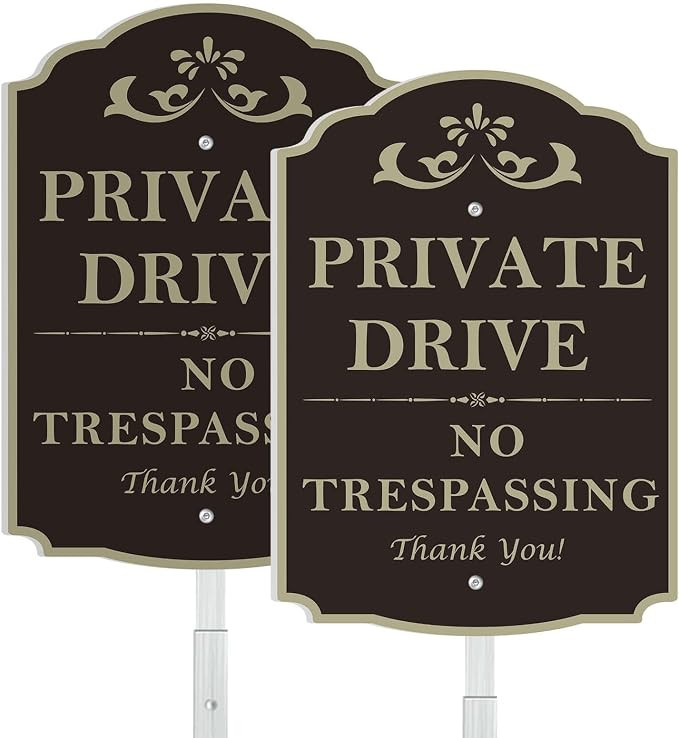 Private Drive No Trespassing Sign,13.6”x9.6” Private Road Sign with 28” Stake Heavy Duty Al... | Amazon (US)