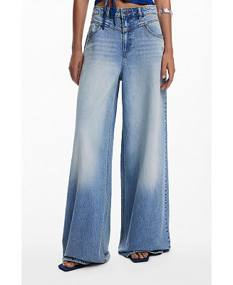 Women's Wide leg denim trousers | Macy's