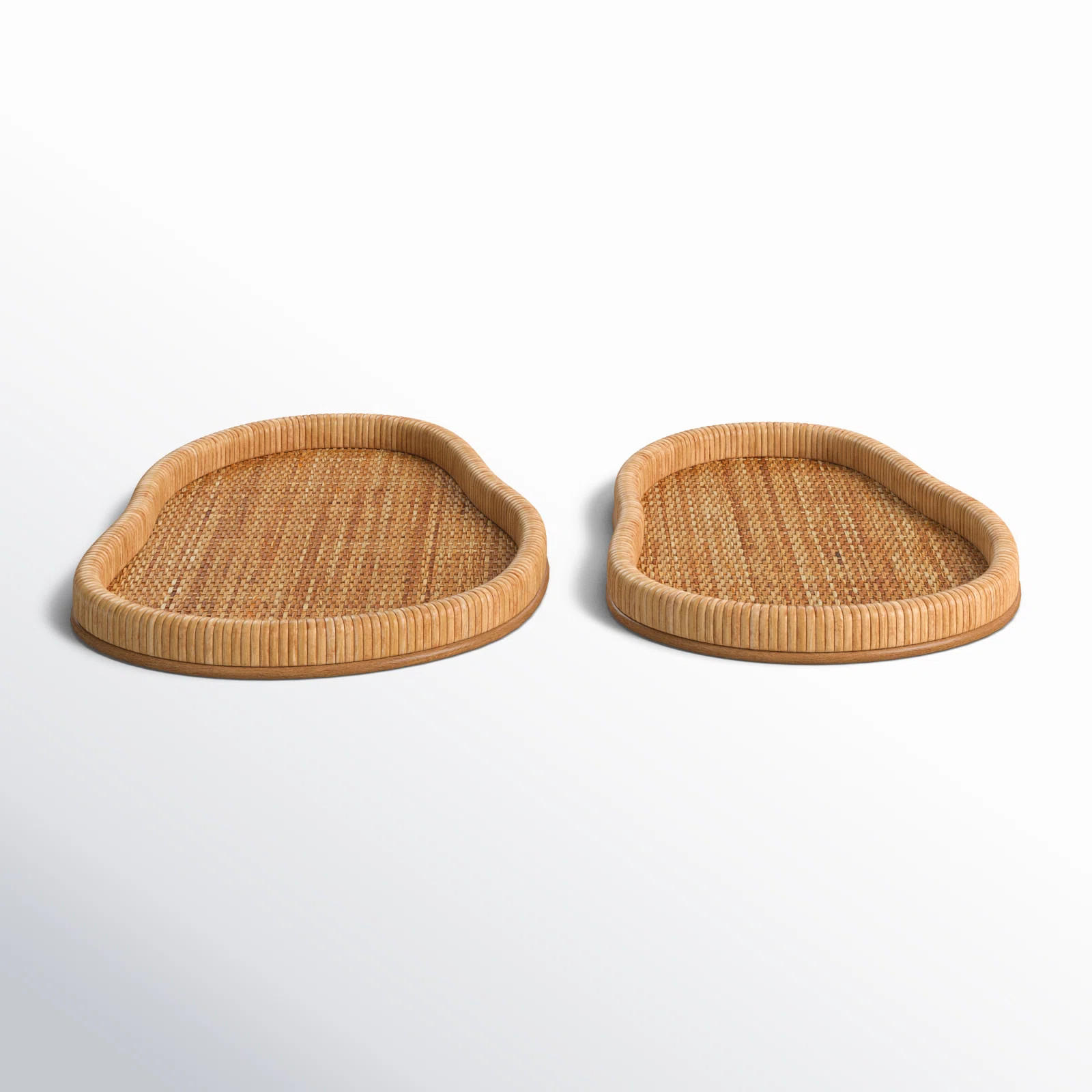 Cole And Grey Rattan Handmade Woven Living Room Decor Tray (Set of 2) | Joss & Main