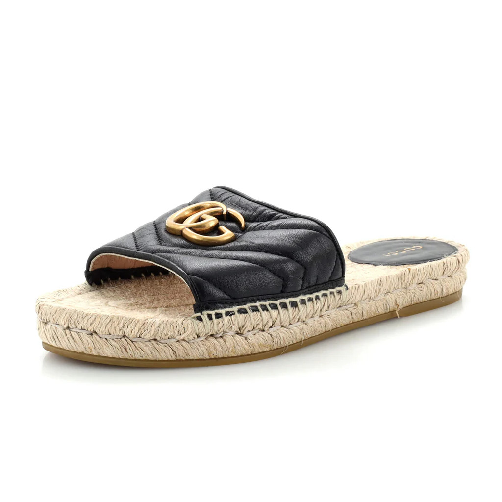 Women's GG Marmont Espadrilles Slide Sandals Matelasse Leather | Rebag