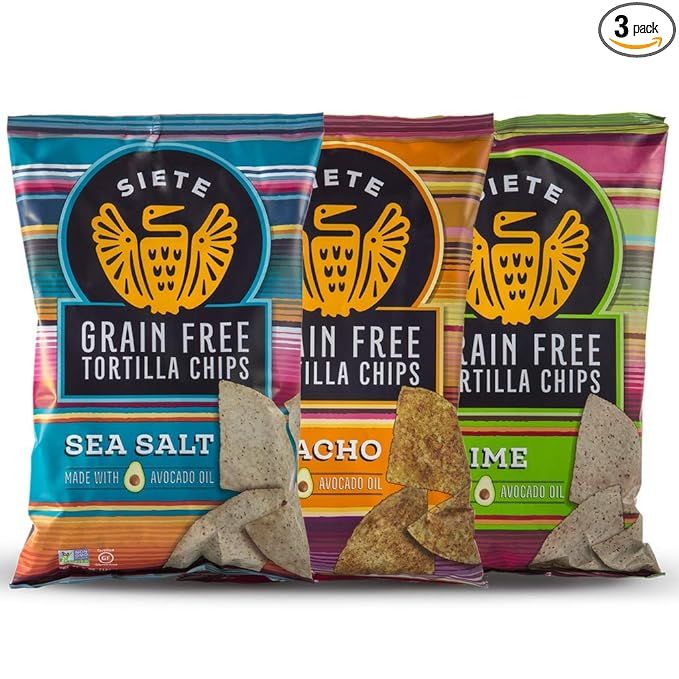 Siete Grain Free Tortilla Chips Mix, 1 Sea Salt, 1 Lime, Nacho, 5 oz bags, 3-Pack | Amazon (US)