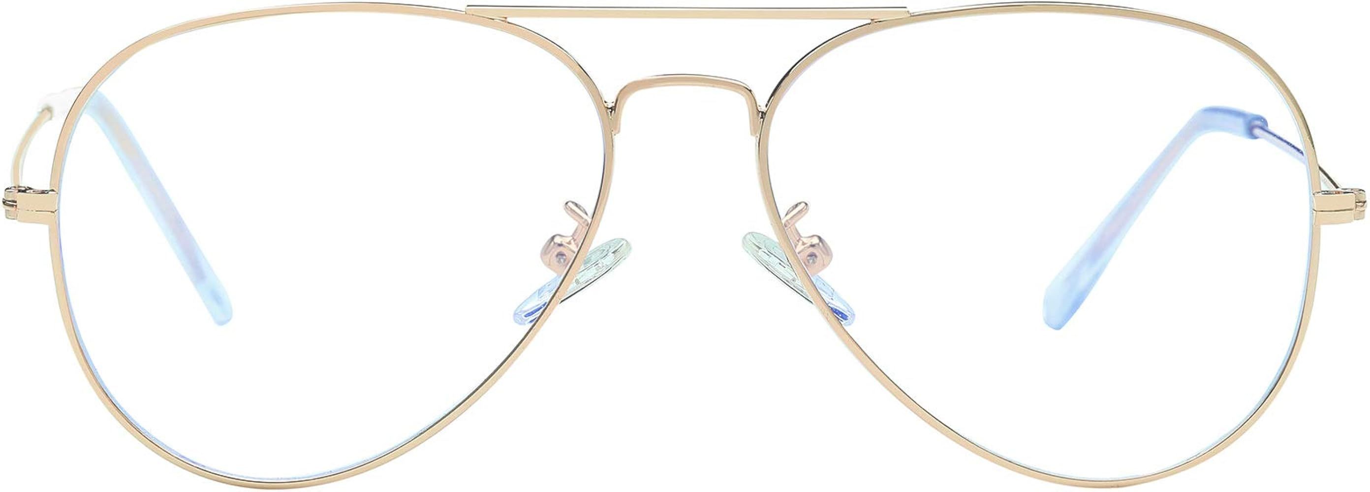 Blue Light Blocking Aviator Glasses for Women Men Lightweight Metal Frame Computer Glasses Anti-e... | Amazon (US)
