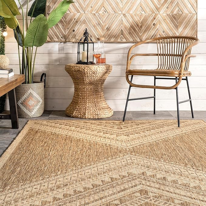 Nuloom Outdoor Performance Collection Landry Brown/Ivory, 5' x 8', Soft and Cozy, High Traffic, S... | Amazon (US)