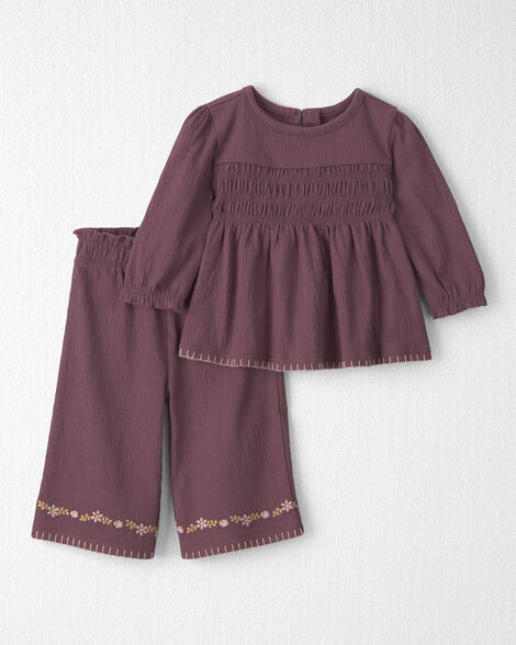 Baby Girl 2-Piece Organic Cotton Smocked Top & Pant Set - Little Planet | Carter's | Carter's Inc