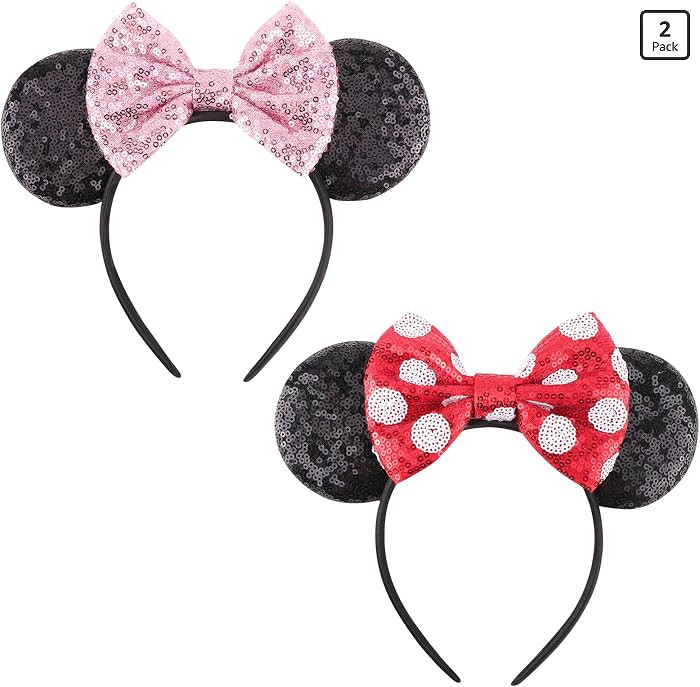 DRESHOW Mouse Ears Bow Headbands Glitter Party Decoration Cosplay Costume for Women | Amazon (US)