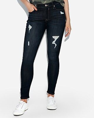 mid rise ripped jean leggings | Express