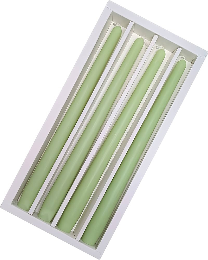 Cedar Scented Taper Candles 10'' Colored Candle Sticks Green Candles Set of 4 | Home Decor Kitche... | Amazon (US)