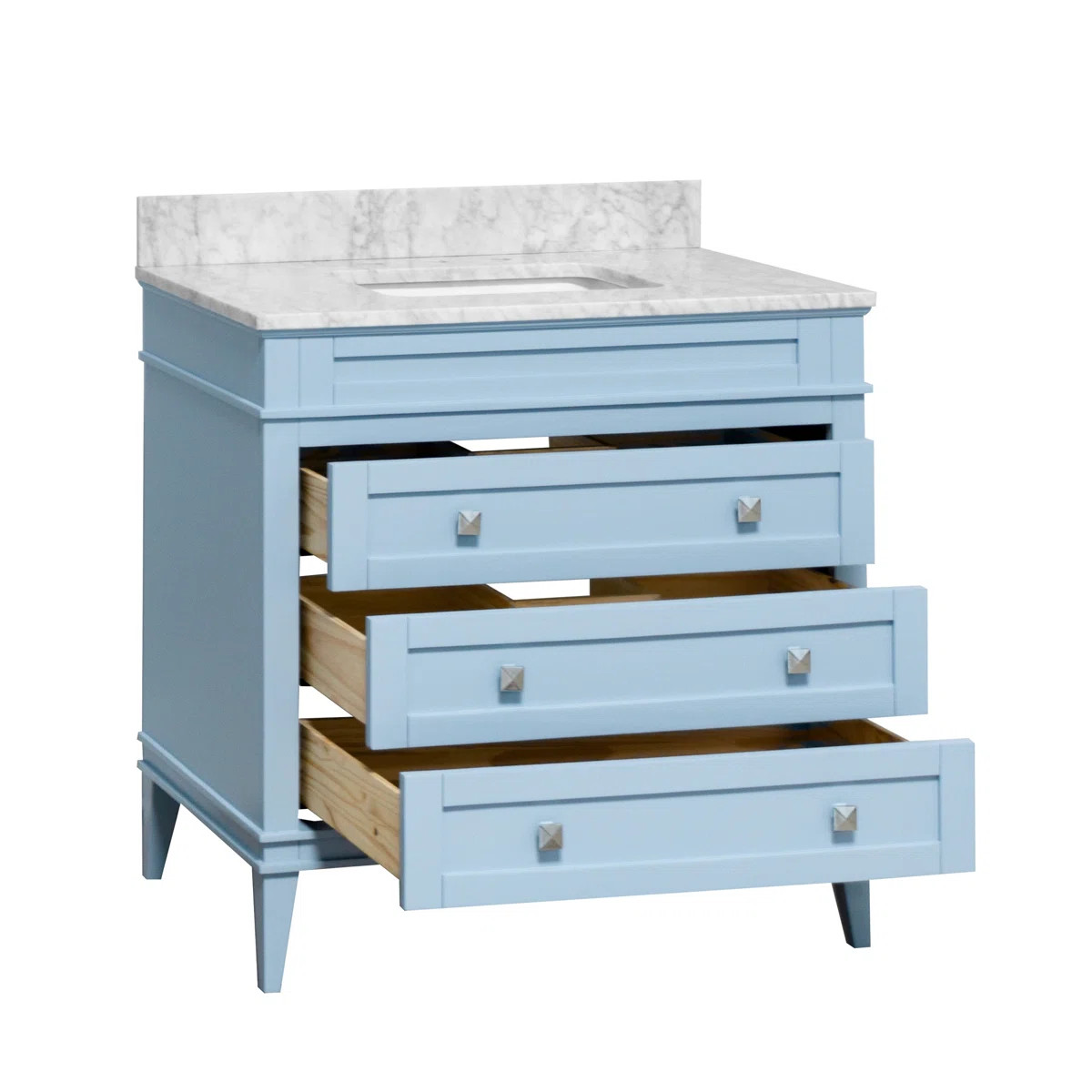 Frankfurt 36" Single Bathroom Vanity with Powder Blue Cabinet and Carrara Marble Countertop | Wayfair North America