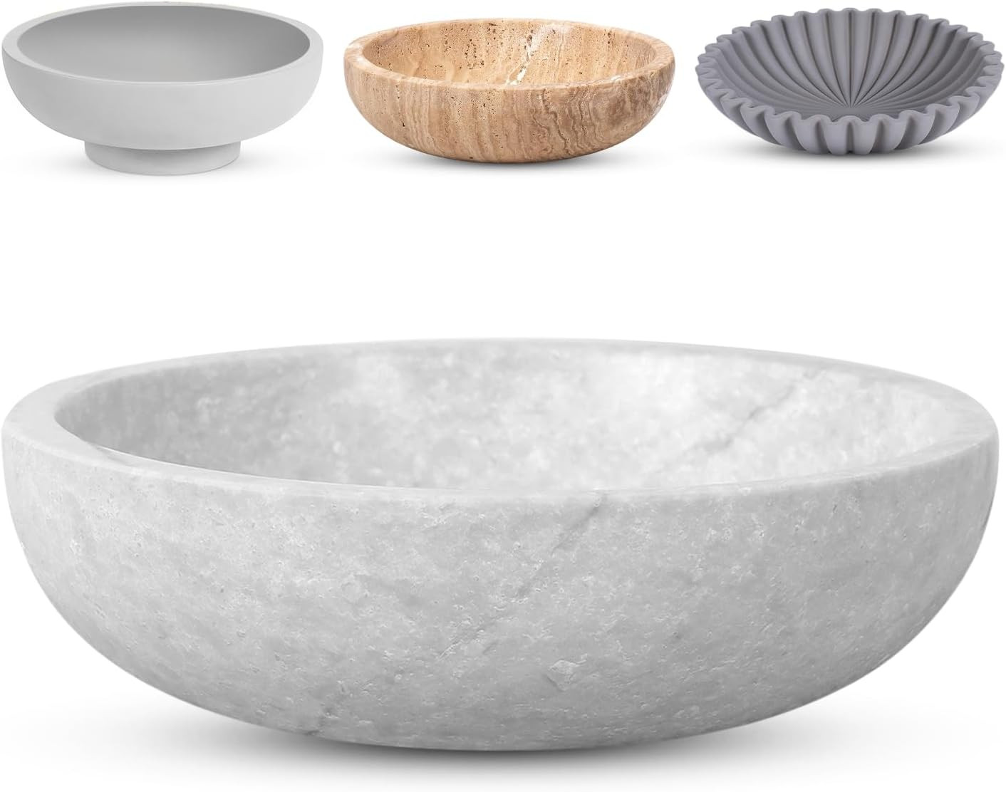 Travertine Decorative Bowl - 7.8” Diameter & 2” Height - Key Bowl for Entryway Table - Traver... | Amazon (US)