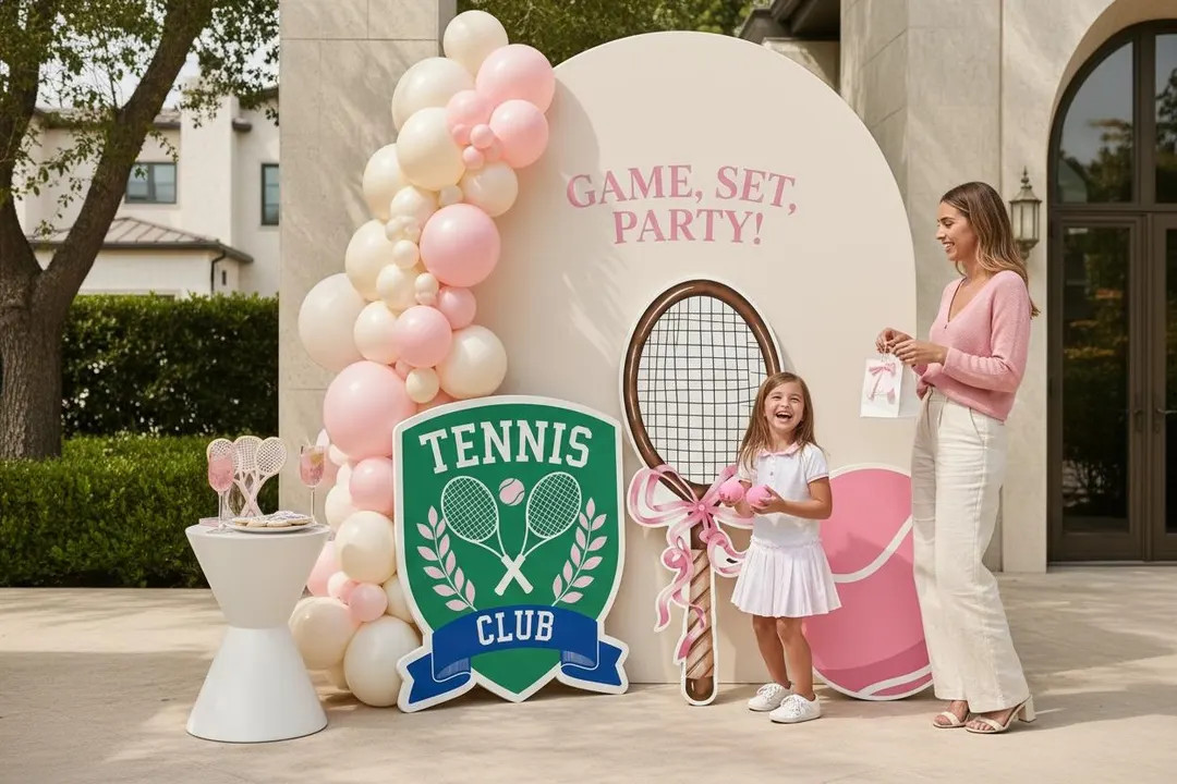 Tennis Party Prop Set, Tennis Club Cardboard Cutouts, 4ft Photo Props, Preppy Tennis Decor, Birth... | Etsy (Global)
