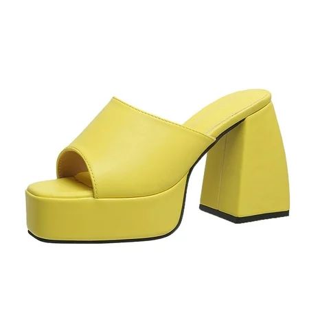 OAVQHLG3B Platform Sandals For Women Sexy Square Peep Toe Slip On Chunky High Heel Sandals Date Dres | Walmart (US)