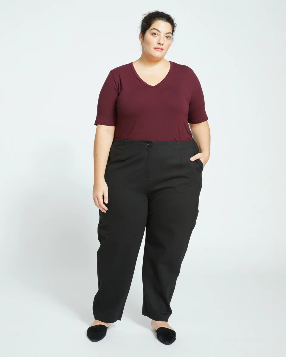 Lily Liquid Jersey V-Neck Stovepipe TeeBlack Cherry | Universal Standard