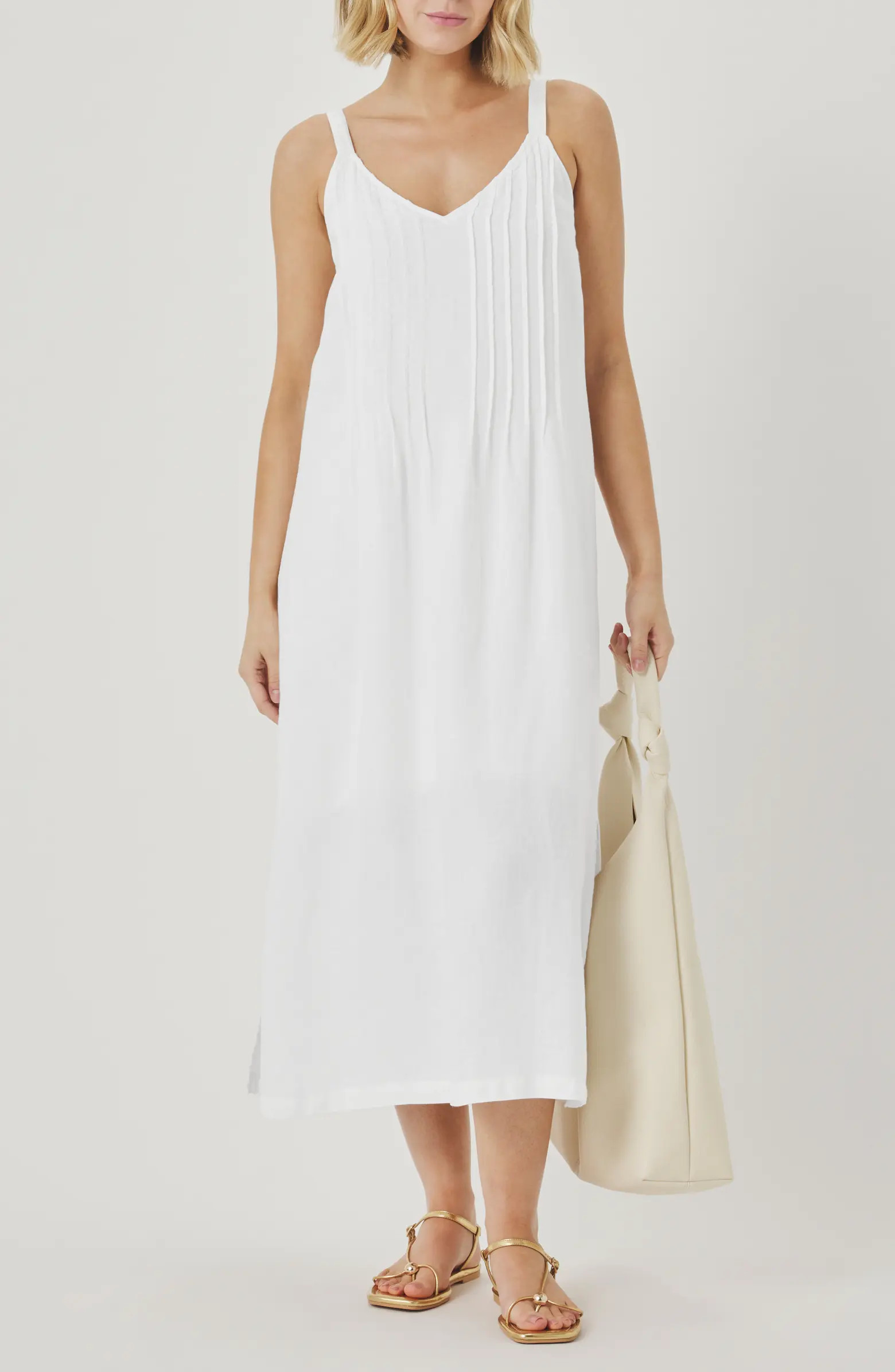 Stella Pintuck Detail Linen Dress | Nordstrom