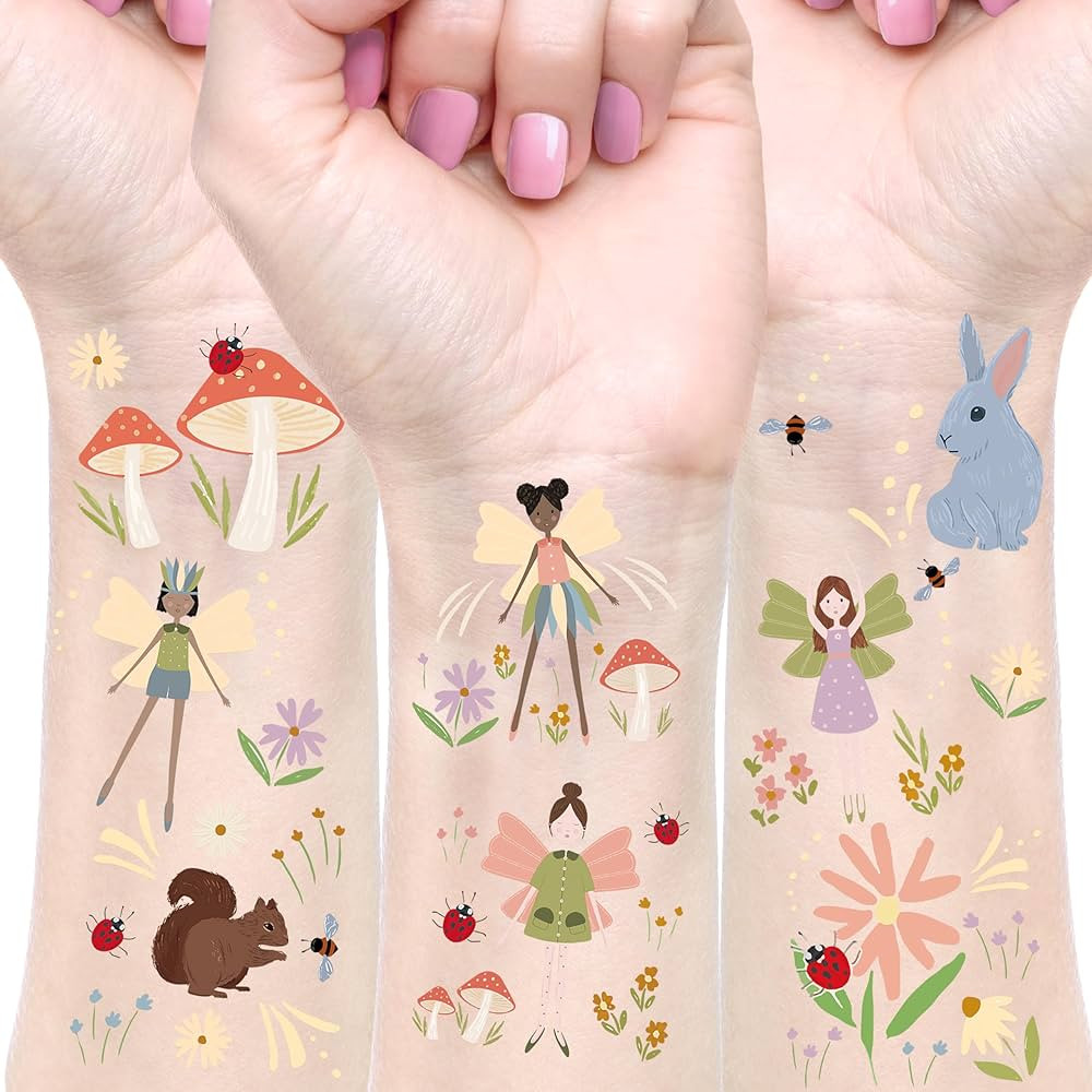 Cheerland 108 PCS Fairy Tattoos Woodland Temporary Tattoo Kids Fairy Party Favor Woodland Sticker... | Amazon (US)
