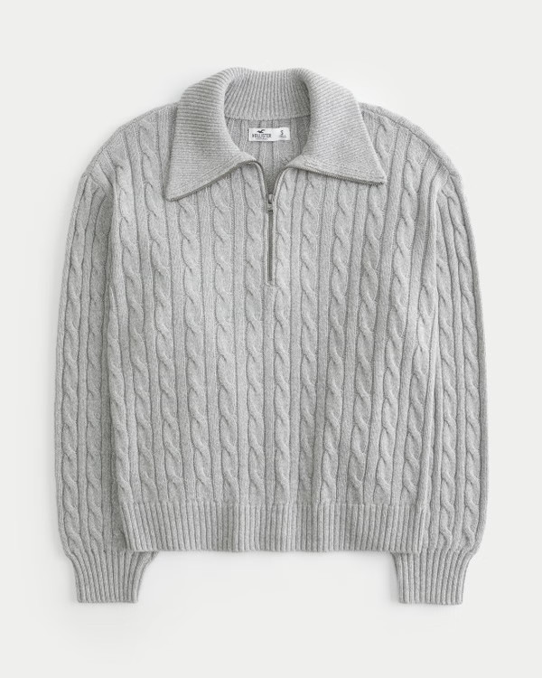 Women's Oversized Cable-Knit Half-Zip Sweater | Women's Tops | HollisterCo.com | Hollister (US)