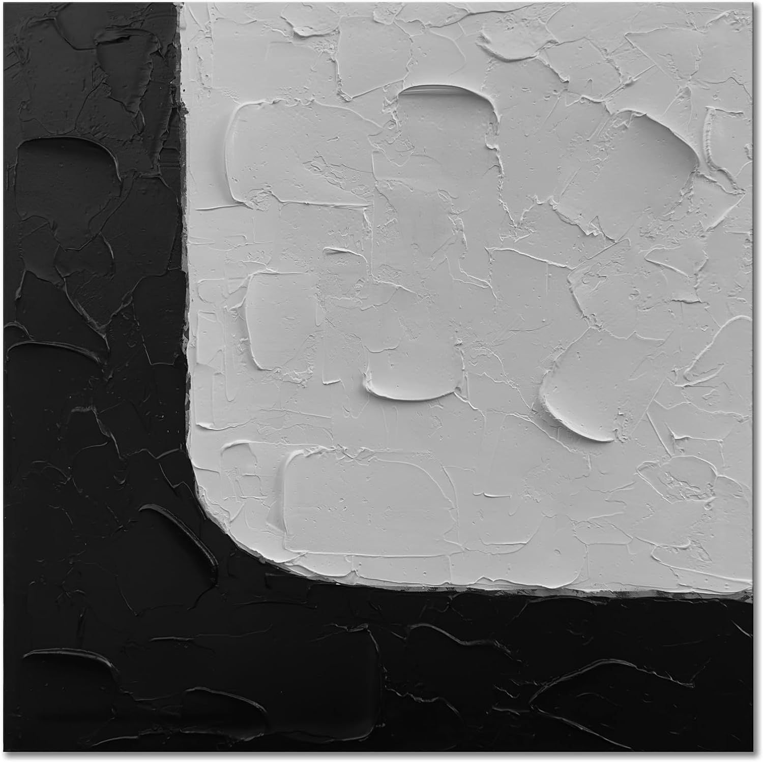 Hand Painted Black and White Canvas Wall Art 24x24 Inches Abstract Paintings Textured Minimalist ... | Amazon (US)