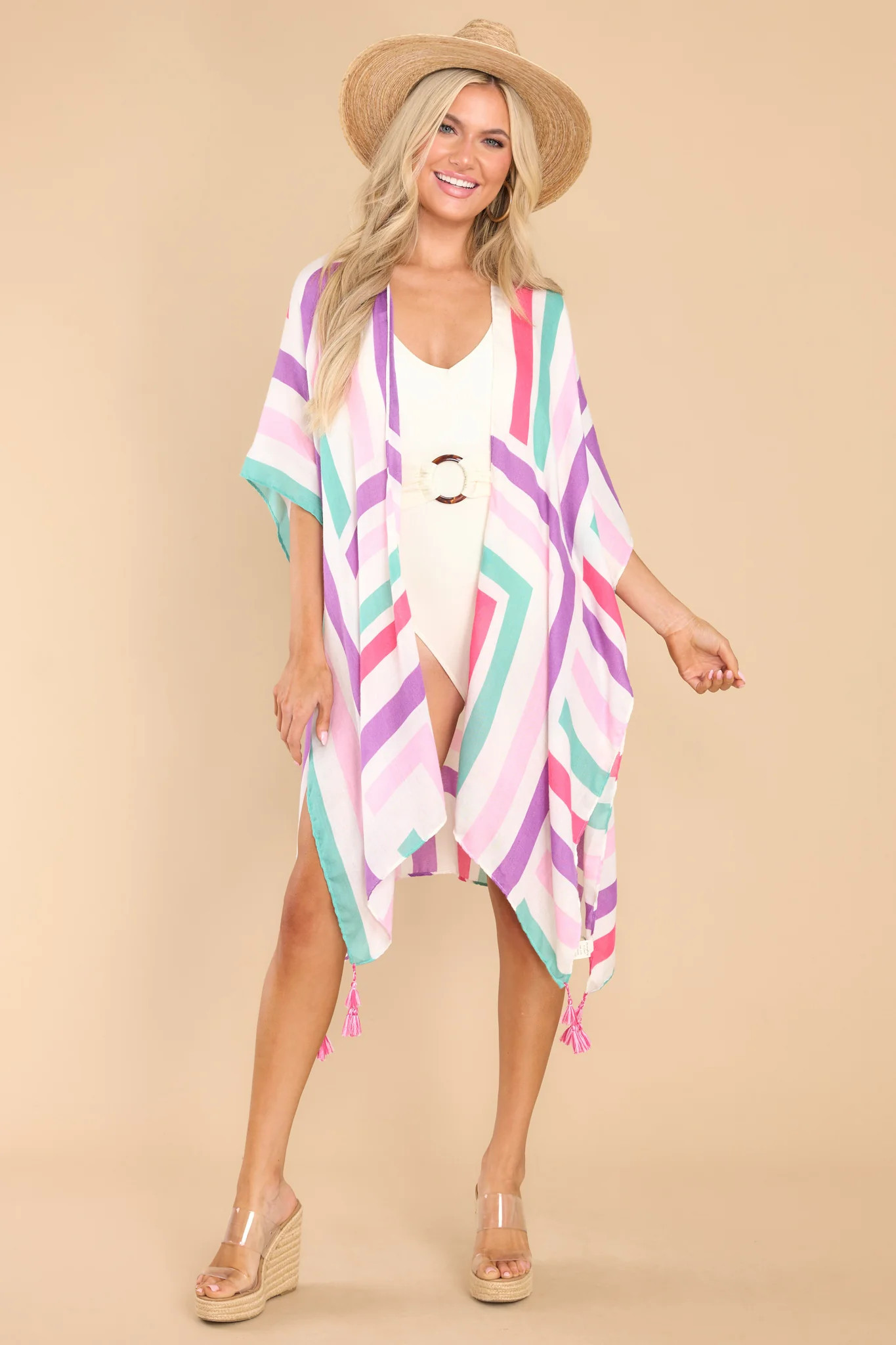 Catch The Waves Fuchsia Print Cover Up | Red Dress 
