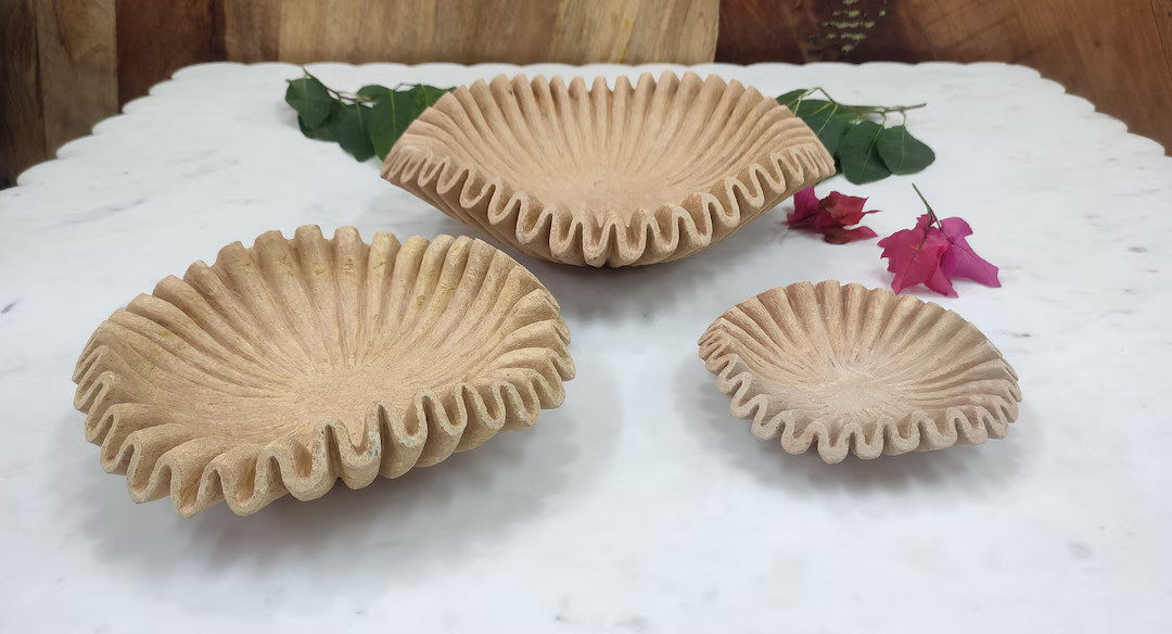 Yellow Sandstone Bowl Fruit Bowl Stone Bowl Decorative Bowl Decorative Trays Stone Fruit Bowl Sto... | Etsy (US)