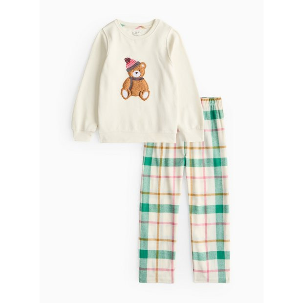 Buy Matching Family Kids' Cream & Green Bear Christmas Pyjamas 2-3 years | Pyjamas | Tu | Tu Clothing