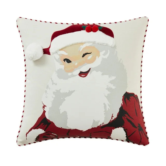 My Texas House Jolly Santa 20" x 20" White/Red Reversible Decorative Pillow Cover - Walmart.com | Walmart (US)