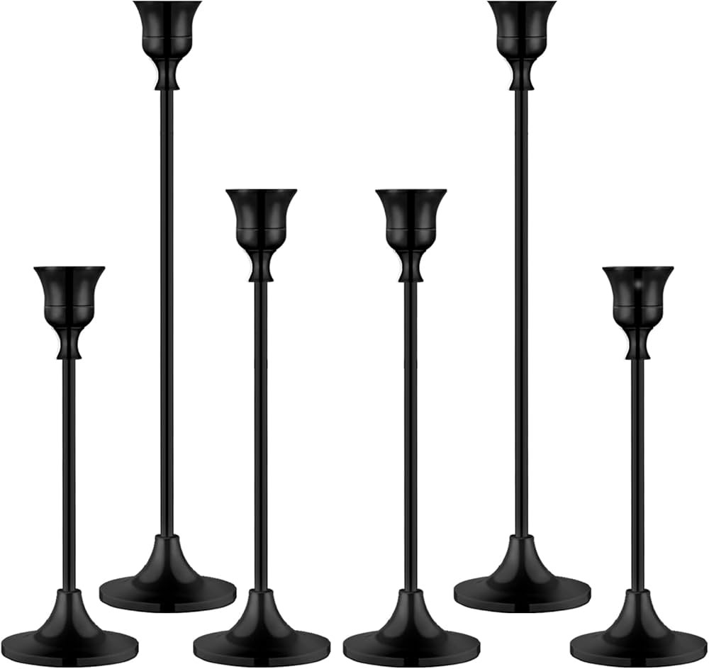 Candlestick Holders,Taper Metal Candle Holder for Candlesticks Black Candelabra Candle Holder Easter Vintage Candle Stick Candle Holder for Fireplace Party Dining Home | Amazon (US)
