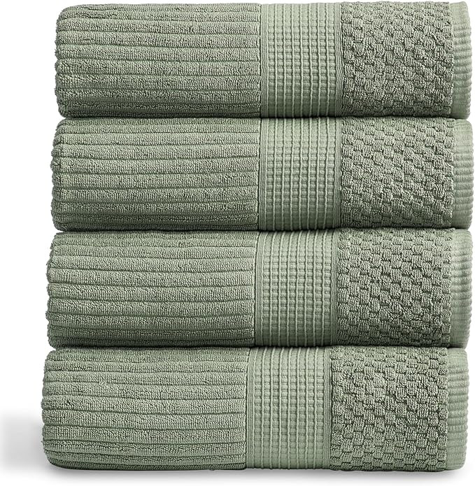 Springtree Home 100% Cotton Bath Towel Set of 4 | Super Soft & Absorbent with Quick-Dry Fibers | ... | Amazon (US)