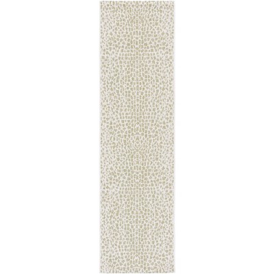 Courtyard CY8505 UV & Stain Resistant Non-Shedding Power Loomed Indoor/Outdoor Runner Rug - Ivory/Sage Green - 2'3"x8' - Safavieh | Target