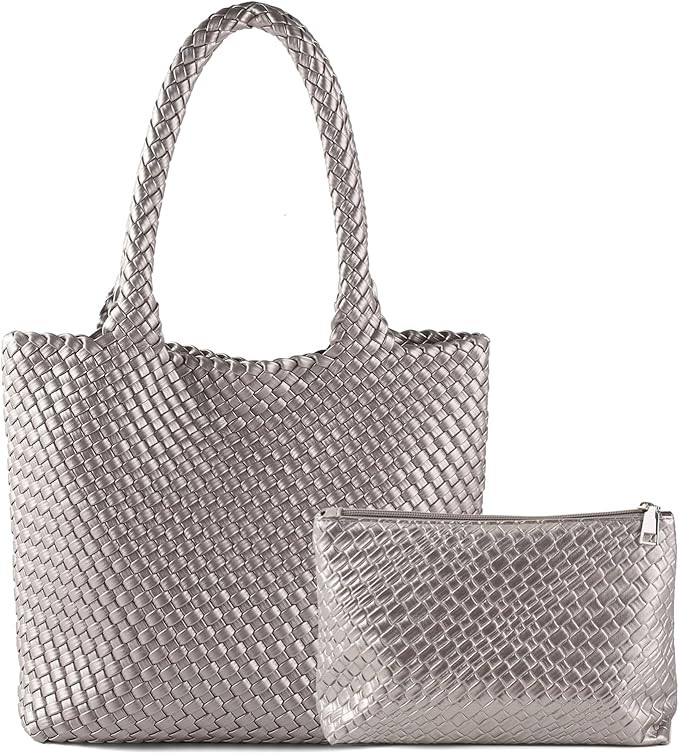 Hand Woven Bag Tote BagS For Women Top Handle Shoulder Vegan Leather Large Travel Beach Hobo Hand... | Amazon (US)