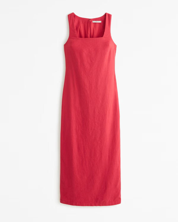 Women's Linen-Blend Shift Maxi Dress | Women's Dresses & Jumpsuits | Abercrombie.com | Abercrombie & Fitch (US)