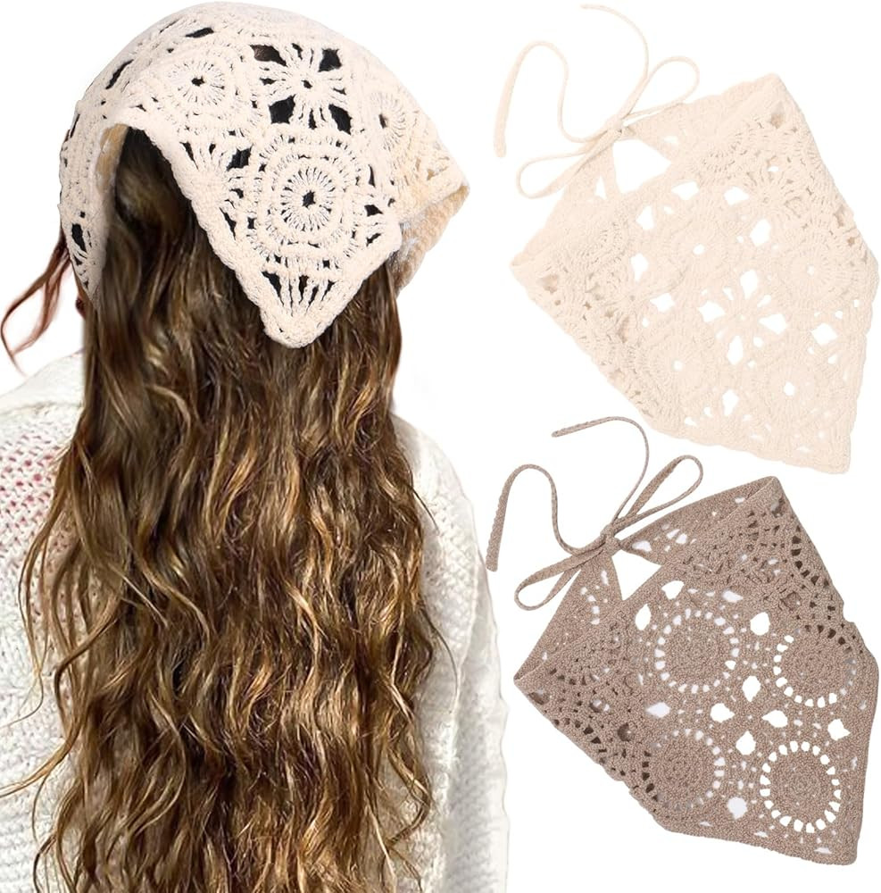 HAIMEIKANG Floral Crochet Hair Bandanas Headscarf 2 PCS Women Hair Scarf Daisy Headband Vintage H... | Amazon (US)
