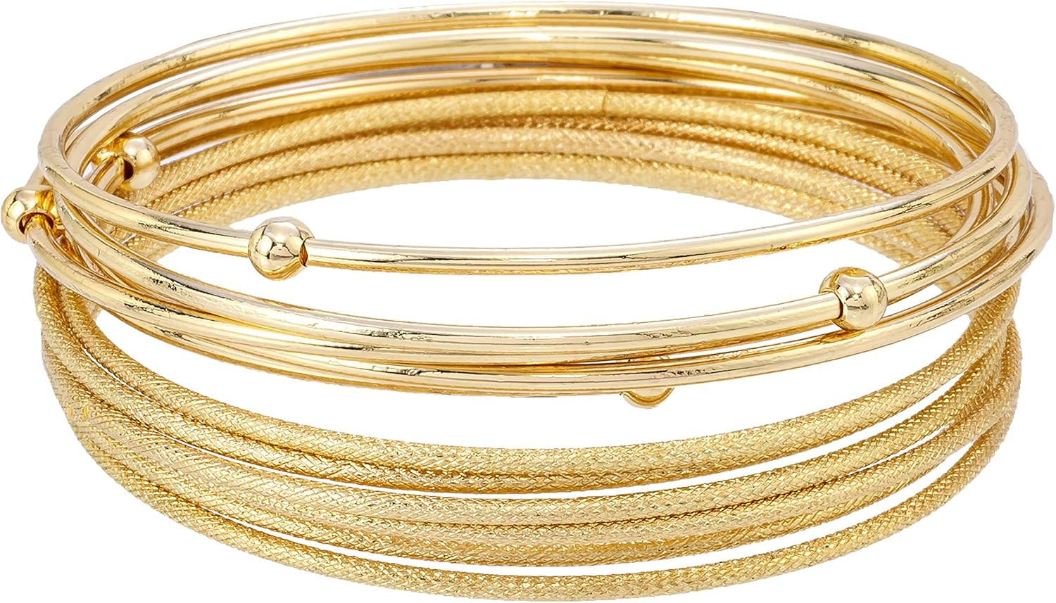 Madison Tyler Classic Collection 11 Piece Stackable Bangle Bracelet Set Gold Plated - 5 Smooth Ba... | Amazon (US)