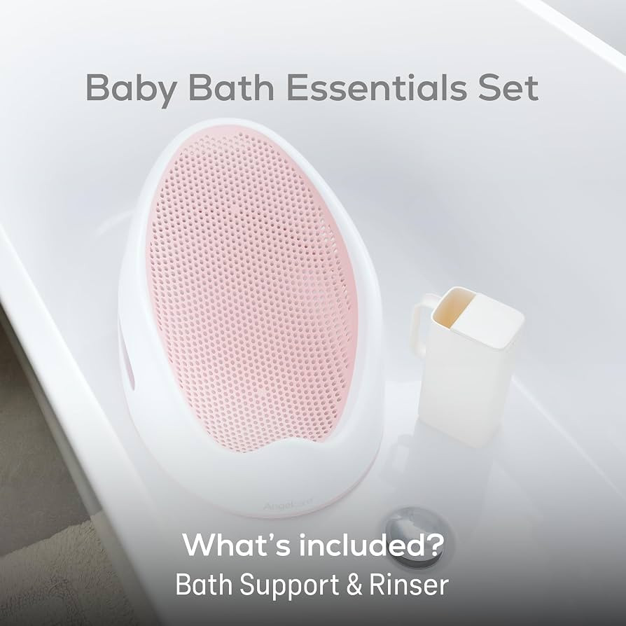 Angelcare Soft-Touch Baby Bath Support & Rinser Bundle, Pink | Amazon (US)