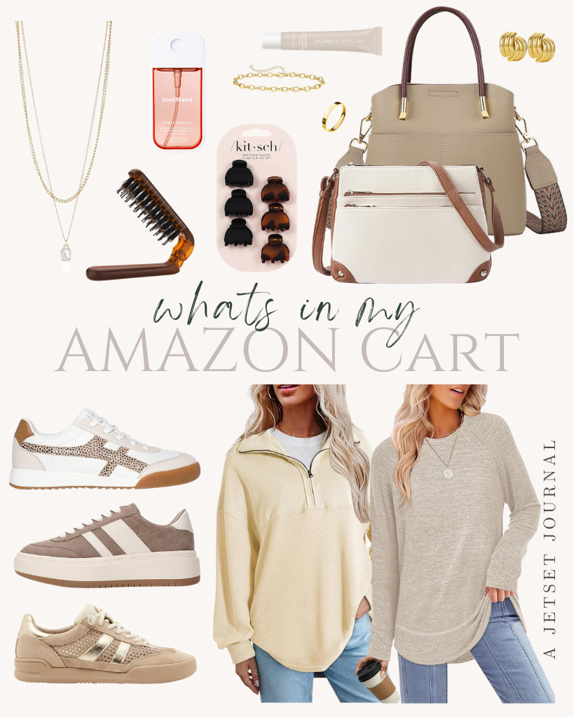 Here’s a sneak peek of what’s in my Amazon cart this week. My top picks include Sampeel's long-sleeve tunic top and Project Cloud platform sneakers. I also added some accessories like Steve Madden's layered necklace and ChomelKevin's earrings. Can’t forget beauty finds like body spray and lip balm, too. 

 #LTKSeasonal #LTKSaleAlert #LTKTravel