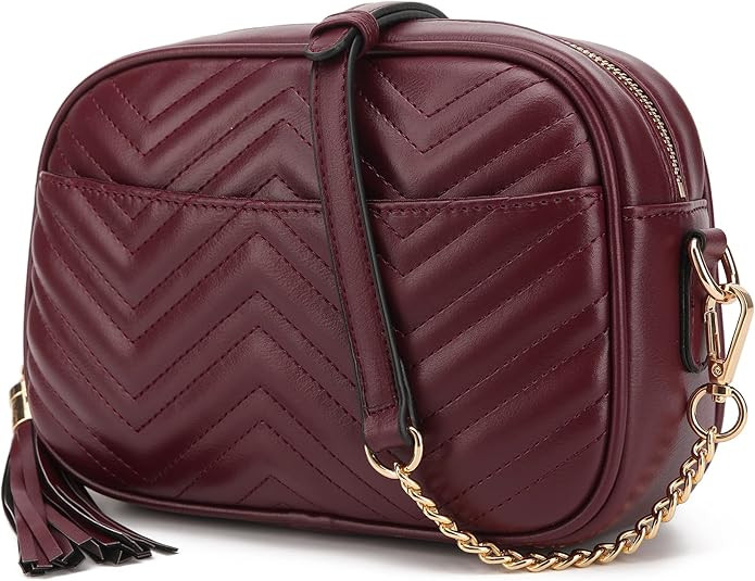 Lola Mae Quilted Crossbody Bag, PU Lightweight Shoulder Purse Top Zipper Tassel Accent | Amazon (US)