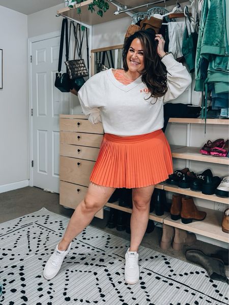 Aerie try on- vacation outfits- Cozy midsize outfit inspo - size 14 style - curvy girl loungewear 
Comfy beach fleece sweatshirt large
Cropped tank- I got multiple colors (large) 
Pleated tennis skirt with shorts xl 

#LTKstyletip #LTKSeasonal #LTKcurves