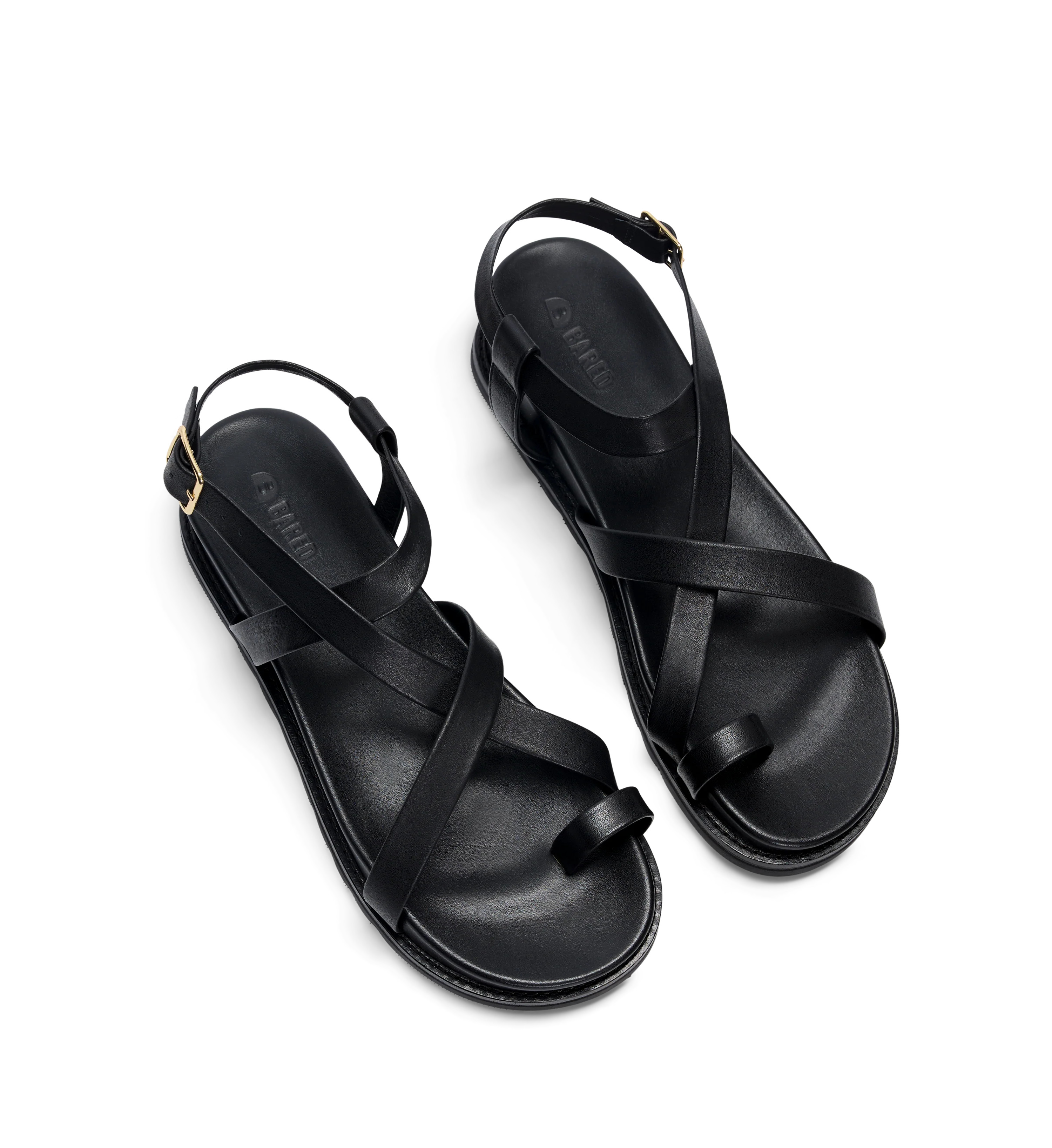 Nicator Black Leather Chunky Sandals | Bared Footwear | Bared Footwear