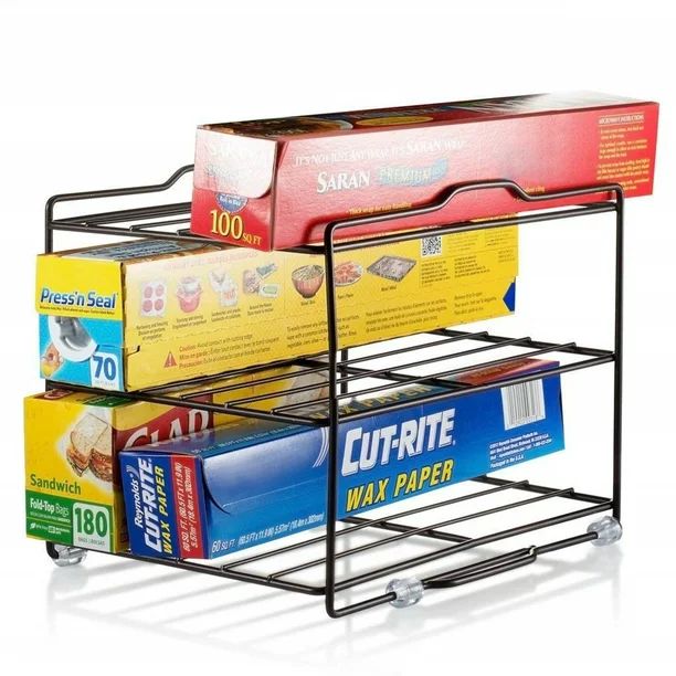 Kitchen Wrap Organizer Rack - Cabinet Organizer For Food Wrap And Foil - Pantry Organization For ... | Walmart (US)