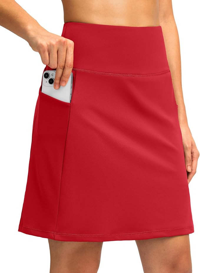 18" Skorts for Women with 4 Pockets High Waist Long Athletic Tennis Skirt Golf Skort Dressy Casua... | Amazon (US)
