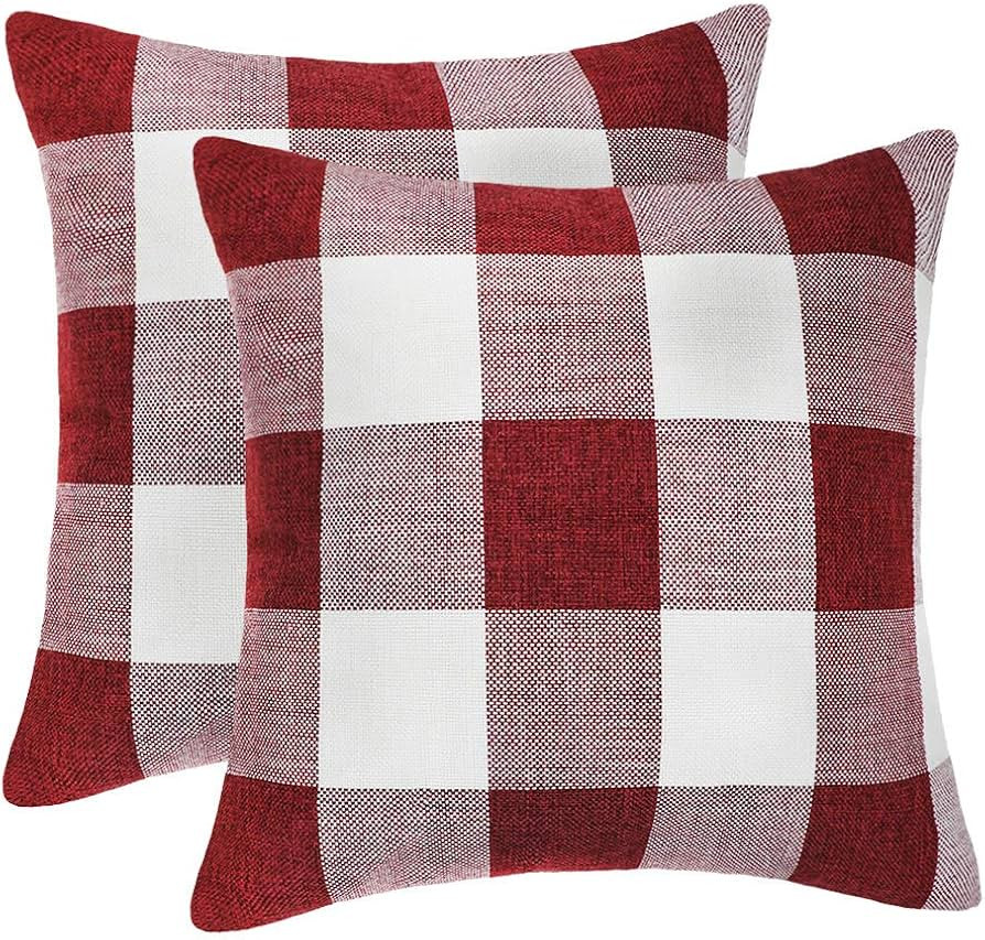 Amazon.com: 4TH Emotion Set of 2 Farmhouse Buffalo Check Plaid Throw Pillow Covers Cushion Case P... | Amazon (US)