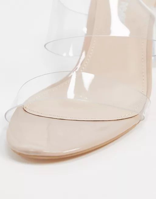 Public Desire Aries Wide Fit mule with clear details in beige | ASOS (Global)